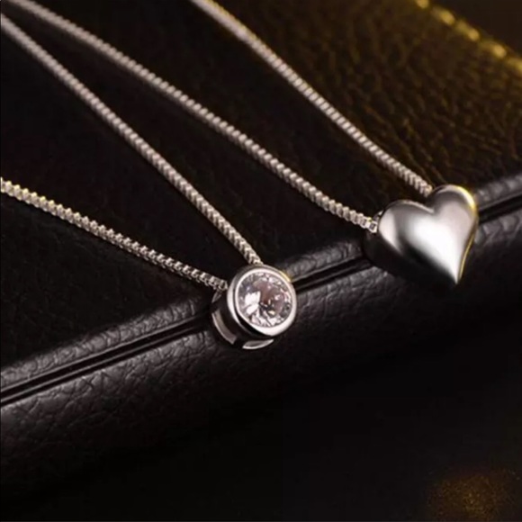 DOUBLE LAYER 925 STERLING SILVER DIAMOND NECKLACE, NICE NECKLACE, CUTE NECKLACE - Picture 4 of 8